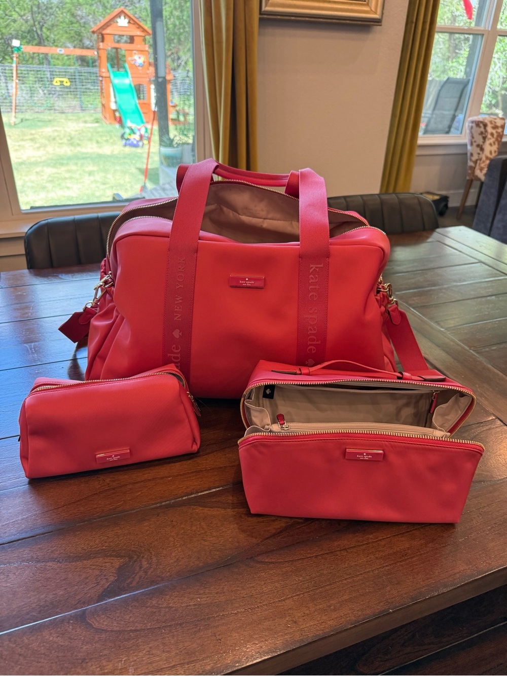 Kate Spade Bright Pink Travel Duffel Set